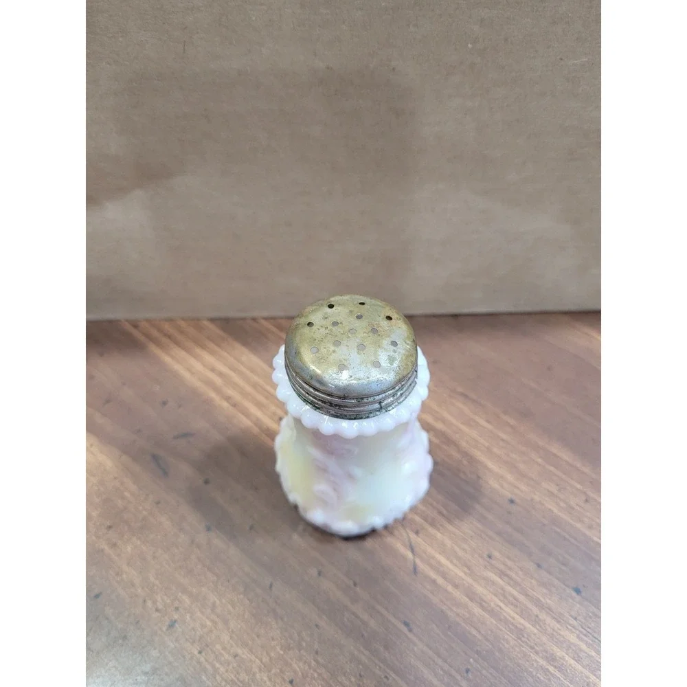 Victorian Salt Shaker  ,Slag glass, Vine Pattern